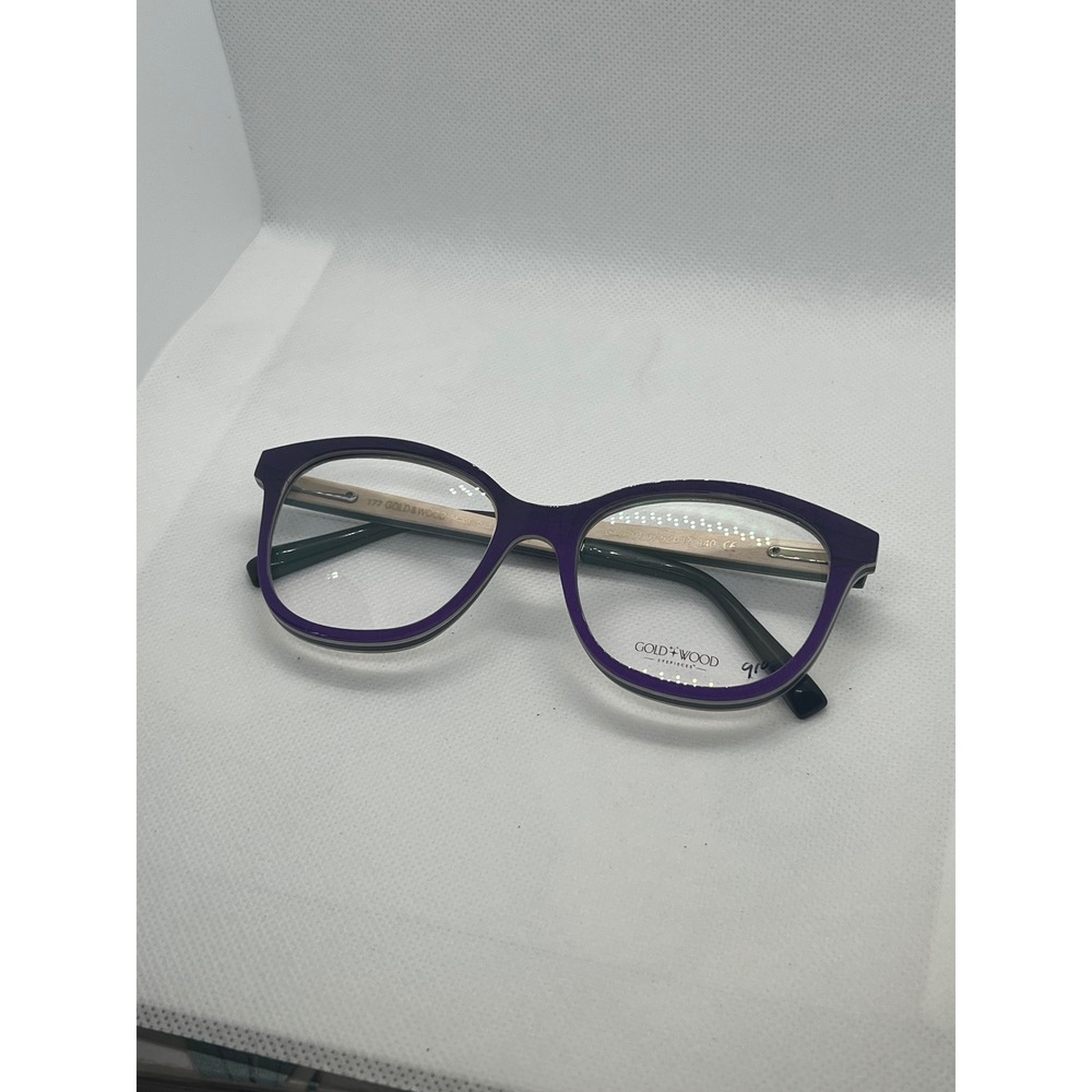 Gold Wood Eyeglasses Purple‎ Frames Designer Glasses Womens Eyewear